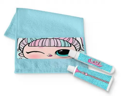 Kit Toalha higienica + Escova e Creme dental LOL Surprise
