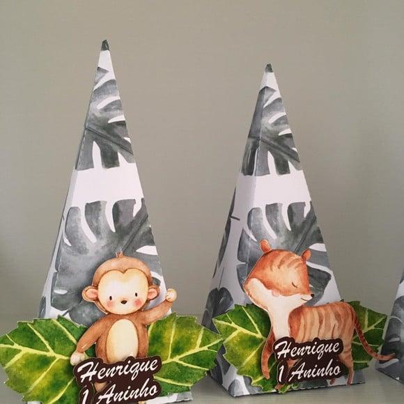Caixa Cone Safari Aquarelado