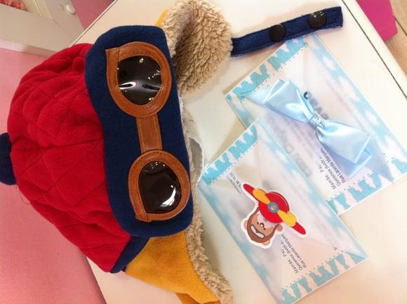 Convite Personalizado urso aviador