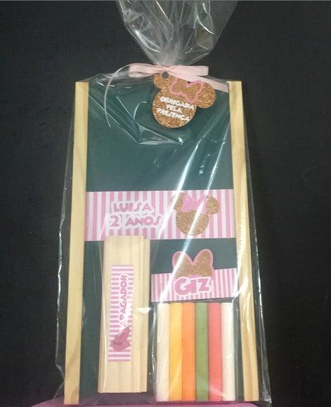 Kit Lousa com Apagador Minnie Rosa