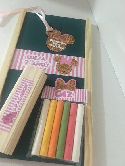 Kit Lousa com Apagador Minnie Rosa