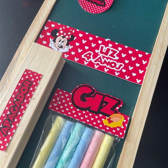 Kit Lousa com Apagador Minnie Vermelha