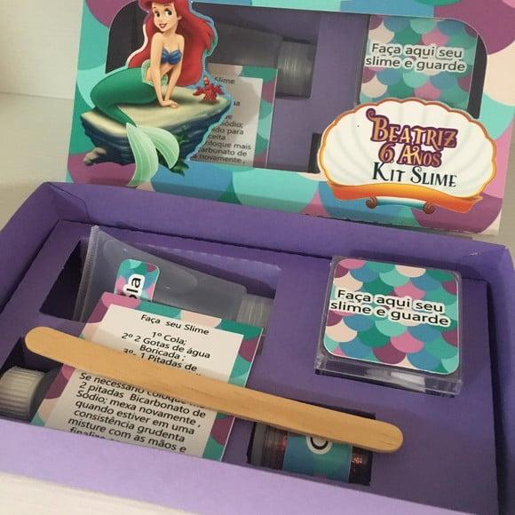 Kit Slime Caixa Pequena Sereia Embalagens Personalizadas