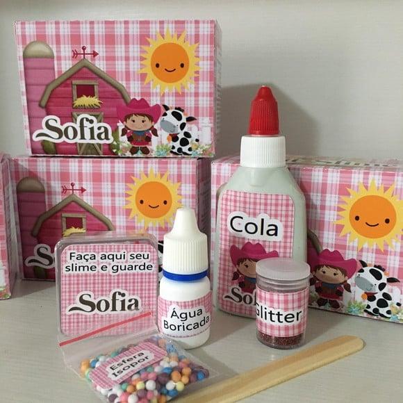 Kit Slime Fazendinha Rosa Embalagens Personalizadas