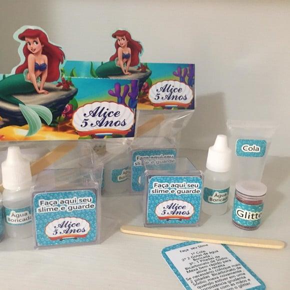 Kit Slime Pequena Sereia Ariel Embalagens Personalizadas