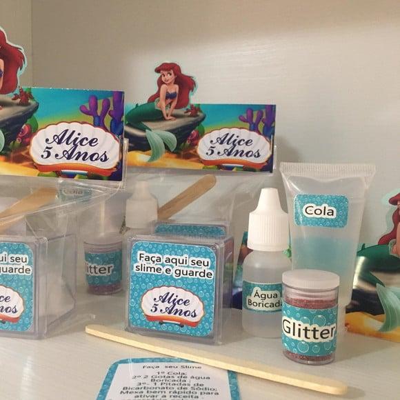Kit Slime Pequena Sereia Ariel Embalagens Personalizadas