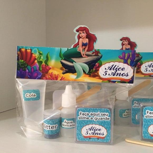 Kit Slime Pequena Sereia Ariel Embalagens Personalizadas