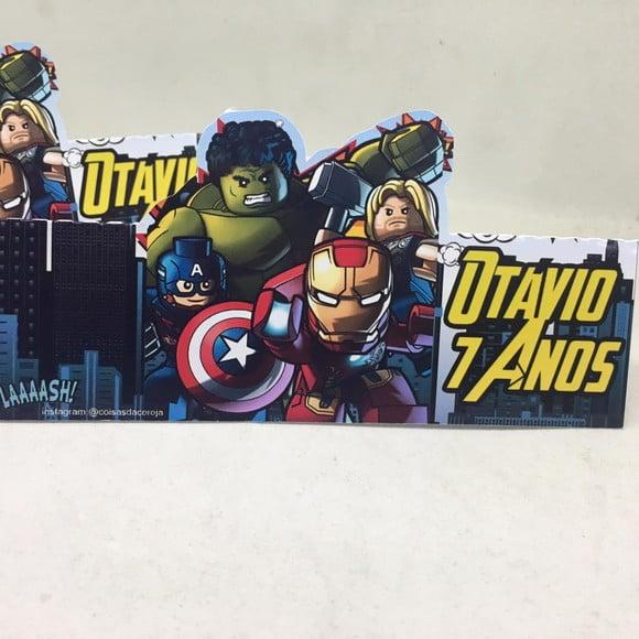 Lapela para lembrancinha Lego Marvel