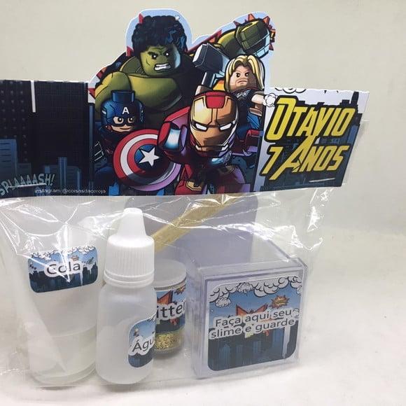 Lapela para lembrancinha Lego Marvel