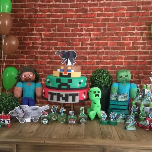 Bolo Fake E personagens Minecraft Locação