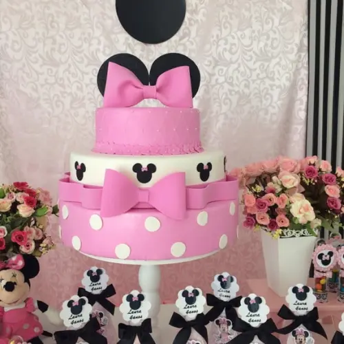 Bolo Fake Minnie Rosa Locação