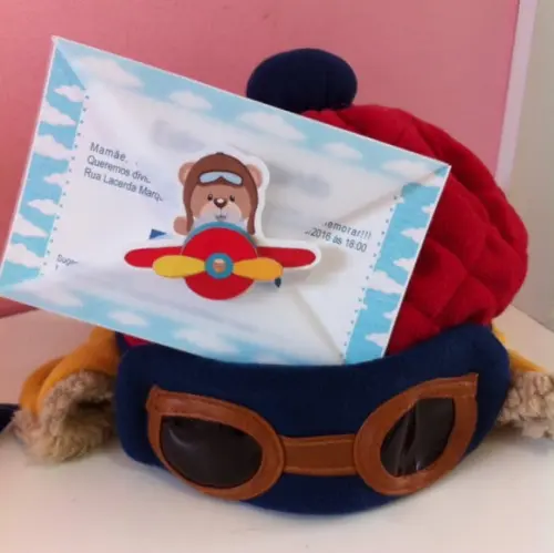 Convite Personalizado urso aviador