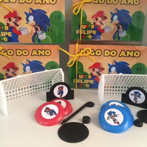 Jogo de Botão Personalizado Sonic Mário Bross Duplo