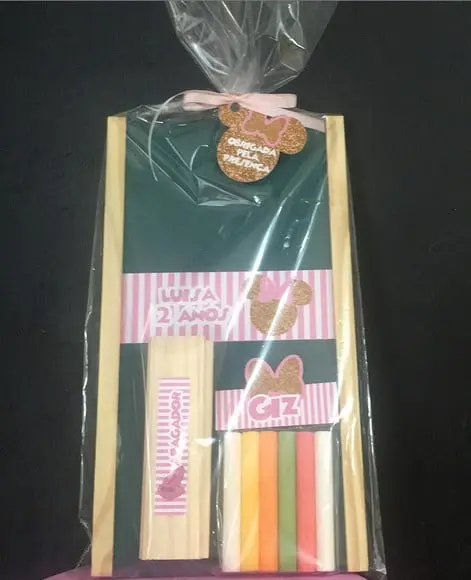 Kit Lousa com Apagador Minnie Rosa