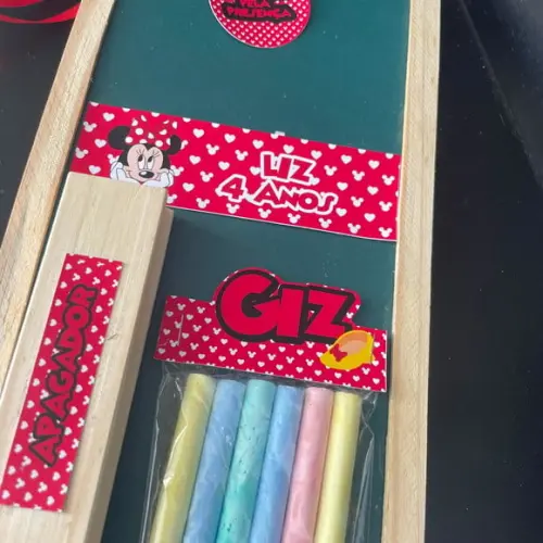 Kit Lousa com Apagador Minnie Vermelha