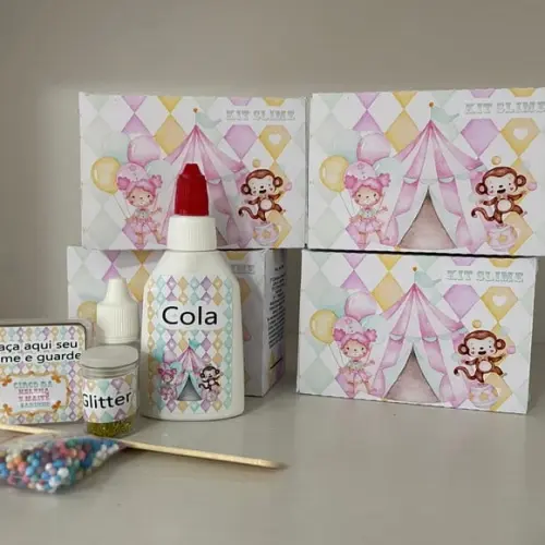 Kit Slime Caixa Circo Rosa Embalagens Personalizadas