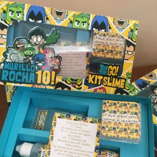 Kit Slime Caixa Jovens Titãs Embalagens Personalizadas