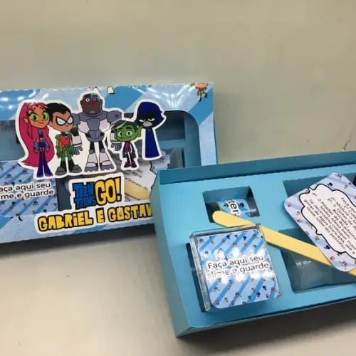 Kit Slime Caixa Jovens Titãs Embalagens Personalizadas