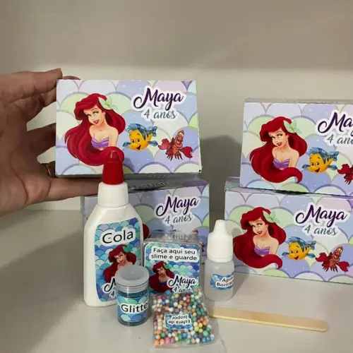 Kit Slime Caixa Pequena Sereia Embalagens Personalizadas
