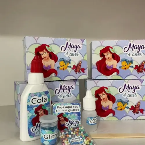 Kit Slime Caixa Pequena Sereia Embalagens Personalizadas