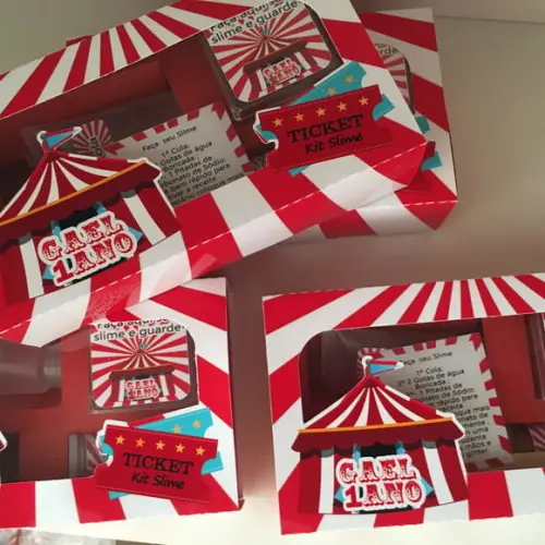 Kit Slime Circo Caixa Embalagens Personalizadas