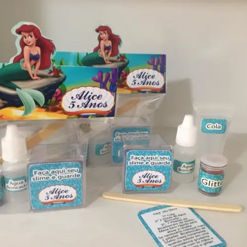 Kit Slime Pequena Sereia Ariel Embalagens Personalizadas