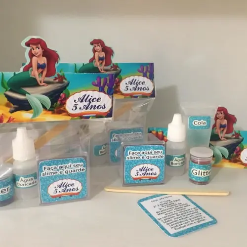 Kit Slime Pequena Sereia Ariel Embalagens Personalizadas