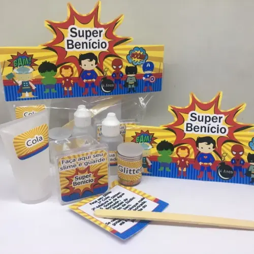 Kit Slime Super Heróis Embalagens Personalizadas