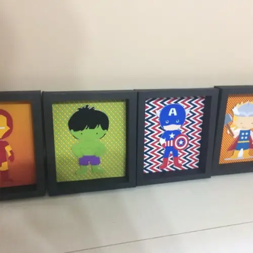 Quadros Kit Super Heróis Scrap