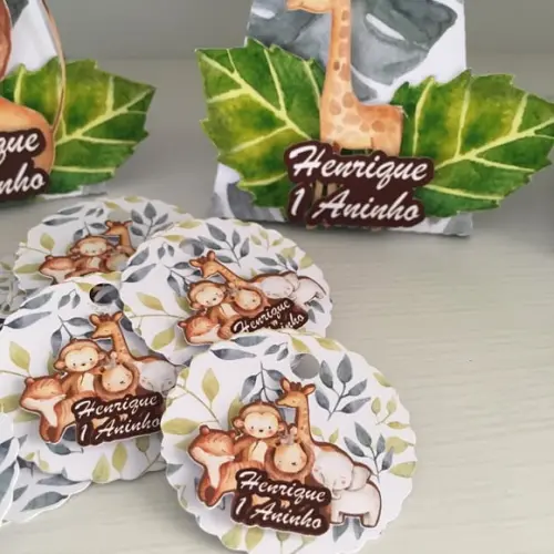 Tag Personalizado 3d Safari Aquarelado