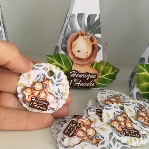 Tag Personalizado 3d Safari Aquarelado