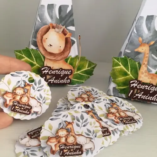 Tag Personalizado 3d Safari Aquarelado