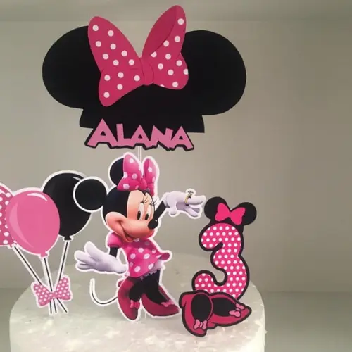 Topo de Bolo Minnie Rosa
