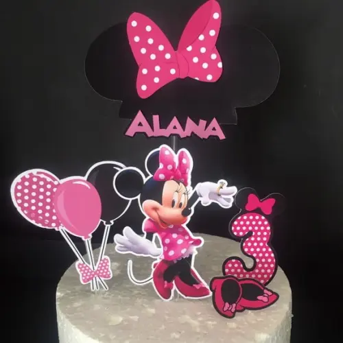 Topo de Bolo Minnie Rosa