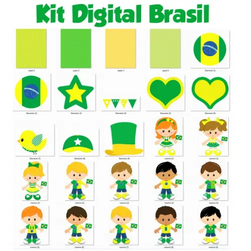 Kit Digital Brasil - Futebol Menina E Menino - Cod 32
