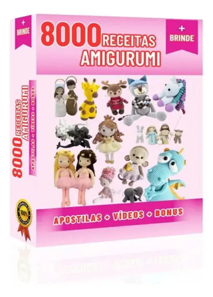 Mais de 8000 Projetos Amigurumi com Videos e Apostilas