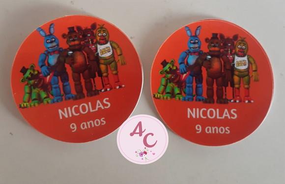 50 Adesivos redondo  Five Nights At Freddy