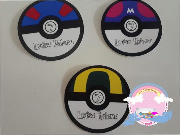 50 Adesivos redondo Pokemon