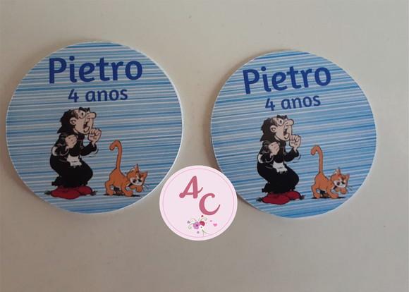 50 Adesivos redondo Smurfs