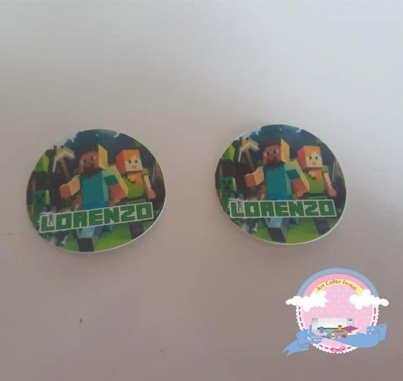 50 Adesivos redondo  Minecraft