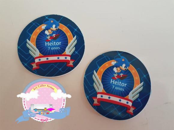 50 Adesivos redondo Sonic