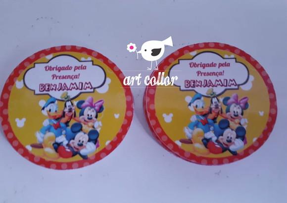 50 Adesivos redondo Turma do Mickey
