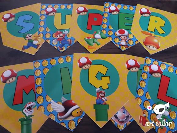 10 Bandeirolas Mario Bros