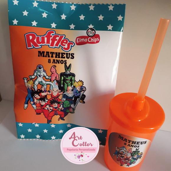 15 kits Batata Ruffles Personalizada + Copo Dragon Ball