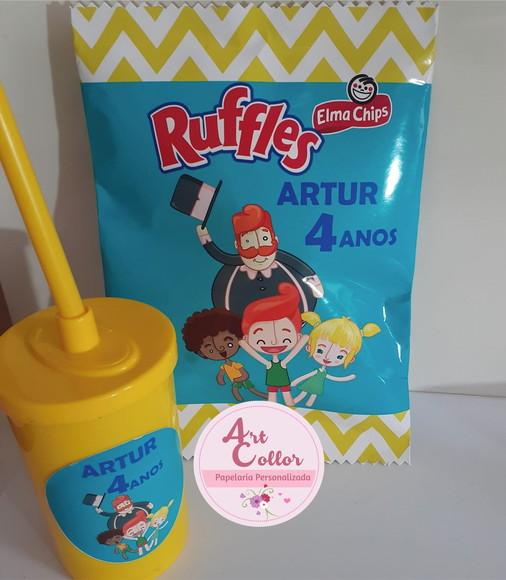 15 kits Batata Ruffles Personalizada + Copo Mundo Bita