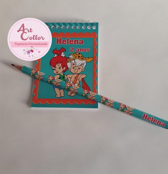 20 Bloquinhos Bambam e Pedrita + Lápis Personalizado