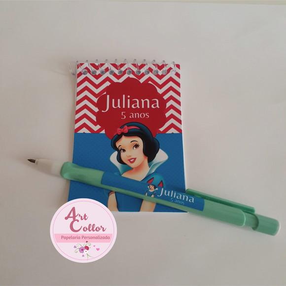 20 Bloquinhos Branca de Neve+ Lapiseira Personalizada