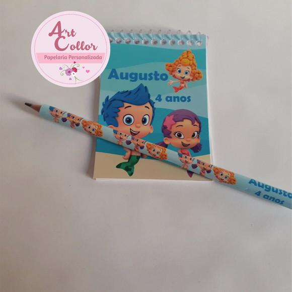 20 Bloquinhos Bubble Guppies + Lápis Personalizado