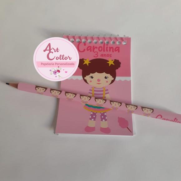 20 Bloquinhos Circo Rosa + Lápis Personalizado