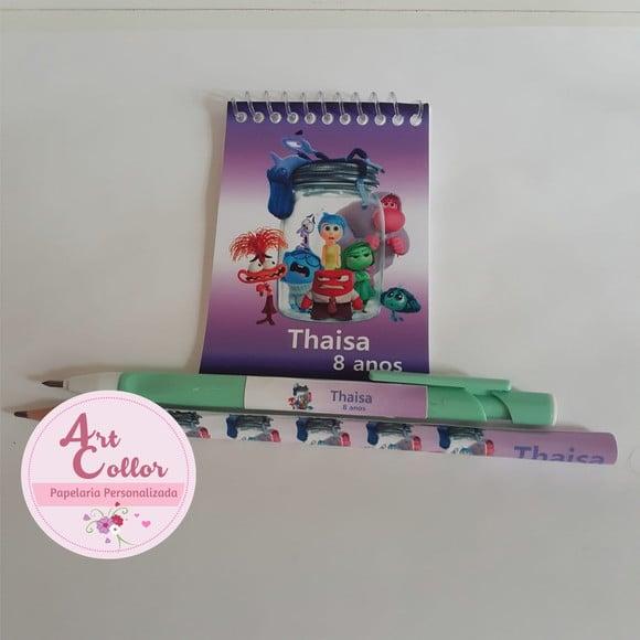 20 Bloquinhos Divertidamente + Lapiseira Personalizada + Lápis